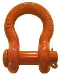 CM - 7/16" Nominal Chain Size, 2 Ton Carbon Steel Round Anchor Shackle - 19/32" Diam, 1/2" Pin Diam, 3/4" Wide Inside Jaw, 1-1/32" Inside Width - Top Tool & Supply