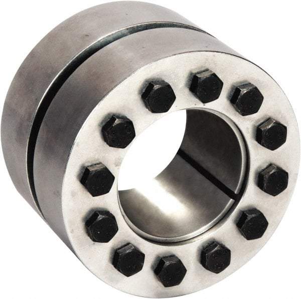 Climax Metal Products - M8 Thread, 2-1/8" Bore Diam, 112mm OD, Shaft Locking Device - 10 Screws, 41,054 Lb Axial Load, 4.409" OAW, 2.362" Thrust Ring Width, 3,635 Ft/Lb Max Torque - Top Tool & Supply