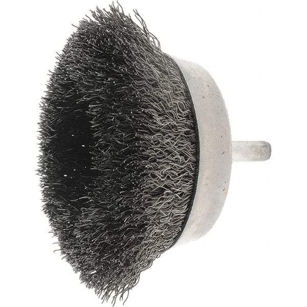 Weiler - 2-3/4" Diam, Steel Fill Cup Brush - 0.0118 Wire Diam, 7/8" Trim Length, 4,500 Max RPM - Top Tool & Supply