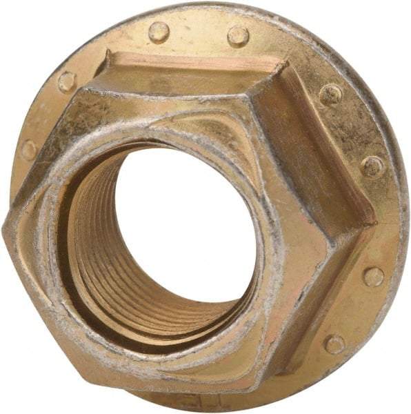 Made in USA - 5/16-24 Grade 8 Steel Hex Flange Lock Nut - Zinc Yellow Dichromate Finish - Top Tool & Supply