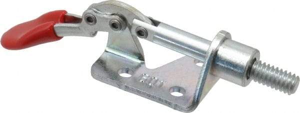 De-Sta-Co - 100 Lb Load Capacity, Flanged Base, Carbon Steel, Standard Straight Line Action Clamp - 3 Mounting Holes, 0.17" Mounting Hole Diam, 1/4" Plunger Diam, Thumb Handle - Top Tool & Supply