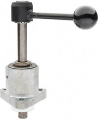 De-Sta-Co - 9,000 N Capacity, M8 Plunger, 16mm Plunger Diam, Flange Mt, One Hand, Hand Lever Actuation, Variable Stroke Straight Line Action Clamp - 60mm Max Rapid Stroke, 4mm Max Clamping Stroke, 9mm Mt Hole Diam, 73mm Overall Height, 196mm OAL - Top Tool & Supply
