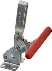 De-Sta-Co - 600 Lb Holding Capacity, Vertical Handle, Manual Hold Down Toggle Clamp - 58° Handle Movement, 103° Bar Opening, U-Bar, Flanged Base, Electro-Plated Zinc, Carbon Steel - Top Tool & Supply