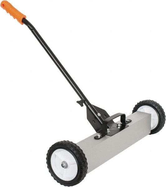 Shields Magnetics - 24" Long Push Magnetic Sweeper with Wheels - 6-13/16" Wide x 13" High x 48" Long, 7" Wheel Diam, 3/4 to 1-1/2" Clearance - Top Tool & Supply