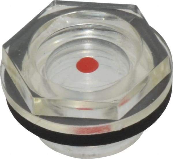 J.W. Winco - G 3/8 Thread, 19mm Distance Across Flats, Plastic Oil Level Sight Glasses - 22mm Flange Diameter, 7mm Length Under Head - Top Tool & Supply