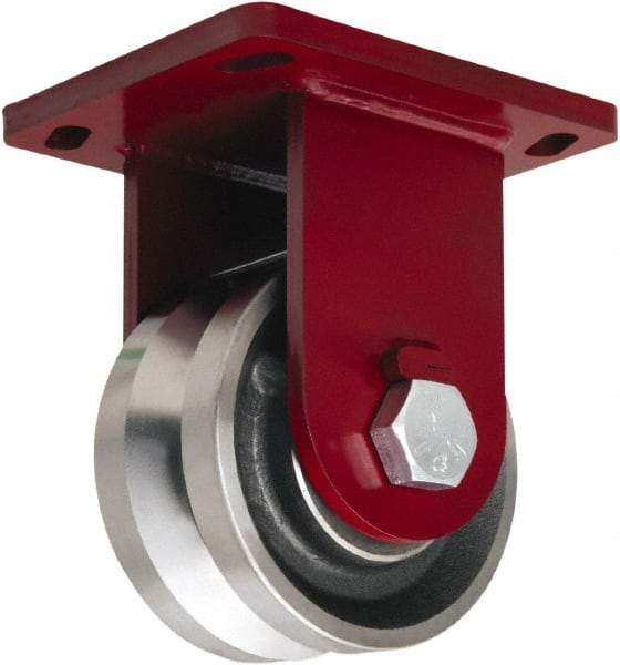 Hamilton - 6" Diam x 3" Wide, Iron Rigid Caster - 4,500 Lb Capacity, Top Plate Mount, 6-1/2" x 7-1/2" Plate, Tapered Roller Bearing - Top Tool & Supply