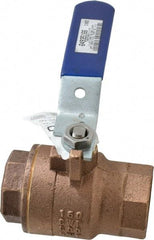 NIBCO - 1-1/2" Pipe, Full Port, Bronze Standard Ball Valve - 2 Piece, Inline - One Way Flow, FNPT x FNPT Ends, Lever Handle, 600 WOG, 150 WSP - Top Tool & Supply