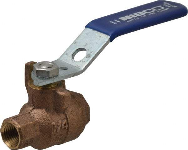 NIBCO - 1/4" Pipe, Full Port, Bronze Standard Ball Valve - 2 Piece, Inline - One Way Flow, FNPT x FNPT Ends, Lever Handle, 600 WOG, 150 WSP - Top Tool & Supply