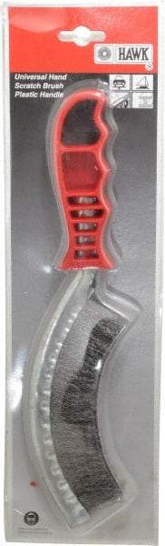 Value Collection - 1" Trim Length Steel Scratch Brush - 5-1/2" Brush Length, 10" OAL, 1" Trim Length, Plastic Ergonomic Handle - Top Tool & Supply