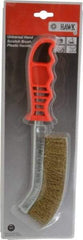 Made in USA - 1" Trim Length Brass Coated Steel Scratch Brass Coated Brush - 5-1/2" Brush Length, 10" OAL, 1" Trim Length, Plastic Ergonomic Handle - Top Tool & Supply