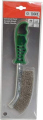 Made in USA - 1" Trim Length Stainless Steel Scratch Stainless Steel Brush - 5-1/2" Brush Length, 10" OAL, 1" Trim Length, Plastic Ergonomic Handle - Top Tool & Supply