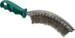 Made in USA - 1" Trim Length Stainless Steel Scratch Stain Steel Brush - 5-1/2" Brush Length, 10" OAL, 1" Trim Length, Plastic Ergonomic Handle - Top Tool & Supply