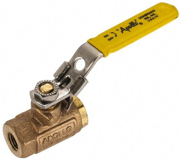 Apollo - 1/4" Pipe, Standard Port, Bronze Standard Ball Valve - 2 Piece, NPT Ends, Locking Lever Handle, 600 WOG, 150 WSP - Top Tool & Supply