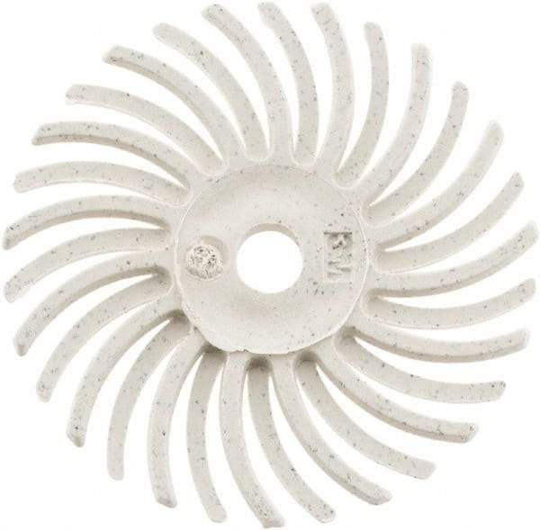 3M - 1" Diam, 1/16" Max Face Width, Shank Radial Bristle Brush - 120 Grit, Fine Grade, 35,000 Max RPM, White - Top Tool & Supply