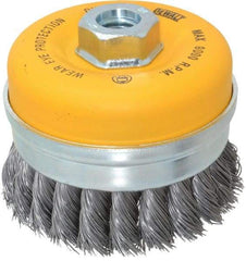 DeWALT - 4" Diam, 5/8-11 Threaded Arbor, Steel Fill Cup Brush - 0.023 Wire Diam, 9,000 Max RPM - Top Tool & Supply