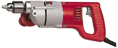 Milwaukee Tool - 1/2" Keyed Chuck, 1,000 RPM, D-Handle Electric Drill - 7 Amps, 120 Volts, Reversible, Includes Chuck Key with Holder & Side Handle - Top Tool & Supply