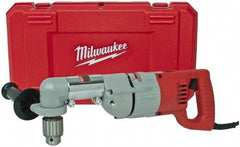 Milwaukee Tool - 1/2" Keyed Chuck, 600 RPM, D-Handle Electric Drill - 7 Amps, 120 Volts, Reversible, Includes 3/16" Socket Wrench, 9/16" Open End Wrench, RAD Assembly, Side Handle - Top Tool & Supply