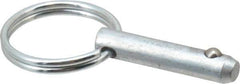 Gibraltar - 1/4" Pin Diam, 1" Long, Zinc Plated Steel Ball Lock Hitch Pin - 3/4" Usable Length - Top Tool & Supply