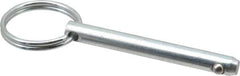 Gibraltar - 1/4" Pin Diam, 2" Long, Zinc Plated Steel Ball Lock Hitch Pin - 1-3/4" Usable Length - Top Tool & Supply