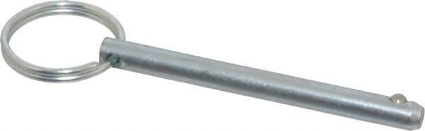 Gibraltar - 1/4" Pin Diam, 2-1/2" Long, Zinc Plated Steel Ball Lock Hitch Pin - 2-1/4" Usable Length - Top Tool & Supply