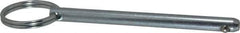 Gibraltar - 1/4" Pin Diam, 3" Long, Zinc Plated Steel Ball Lock Hitch Pin - 2-3/4" Usable Length - Top Tool & Supply