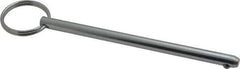 Gibraltar - 1/4" Pin Diam, 4" Long, Zinc Plated Steel Ball Lock Hitch Pin - 3-3/4" Usable Length - Top Tool & Supply