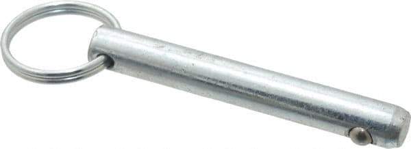 Gibraltar - 3/8" Pin Diam, 2-1/2" Long, Zinc Plated Steel Ball Lock Hitch Pin - 2-1/8" Usable Length - Top Tool & Supply