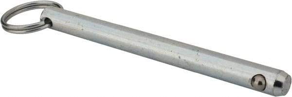 Gibraltar - 3/8" Pin Diam, 4" Long, Zinc Plated Steel Ball Lock Hitch Pin - 3-5/8" Usable Length - Top Tool & Supply