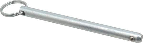 Gibraltar - 3/8" Pin Diam, 4-1/2" Long, Zinc Plated Steel Ball Lock Hitch Pin - 4-1/8" Usable Length - Top Tool & Supply