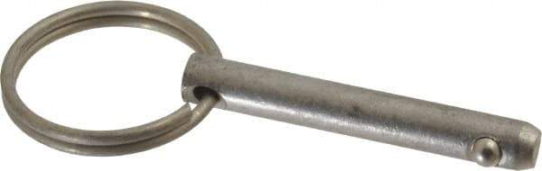 Gibraltar - 1/4" Pin Diam, 1-1/2" Long, Uncoated Stainless Steel Ball Lock Hitch Pin - 1-1/4" Usable Length - Top Tool & Supply