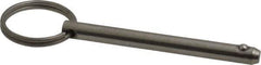 Gibraltar - 1/4" Pin Diam, 2-1/2" Long, Uncoated Stainless Steel Ball Lock Hitch Pin - 2-1/4" Usable Length - Top Tool & Supply