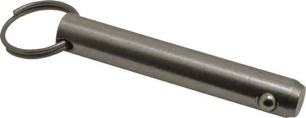 Gibraltar - 1/2" Pin Diam, 3" Long, Uncoated Stainless Steel Ball Lock Hitch Pin - 2-1/2" Usable Length - Top Tool & Supply