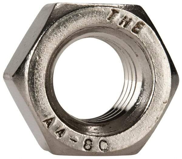 Value Collection - M12x1.75 Metric Coarse Stainless Steel Right Hand Hex Nut - 19mm Across Flats, 10mm High, Uncoated - Top Tool & Supply