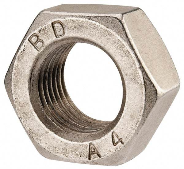 Value Collection - M33x3.50 Metric Coarse Stainless Steel Right Hand Hex Nut - 50mm Across Flats, 26mm High, Uncoated - Top Tool & Supply