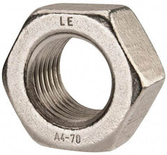 Value Collection - M42x4.50 Metric Coarse Stainless Steel Right Hand Hex Nut - 65mm Across Flats, 34mm High, Uncoated - Top Tool & Supply