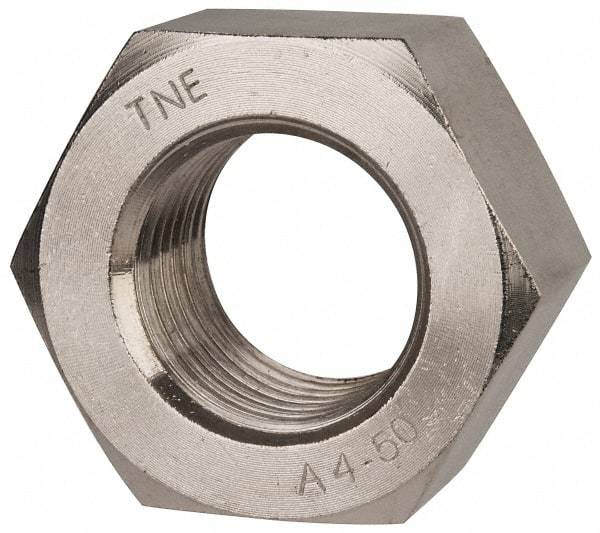 Value Collection - M45x4.50 Metric Coarse Stainless Steel Right Hand Hex Nut - 70mm Across Flats, 36mm High, Uncoated - Top Tool & Supply