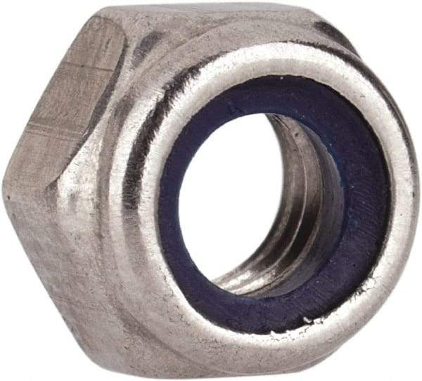 Value Collection - M5x0.80 Metric Coarse 316 & Austenitic Grade A4 Hex Lock Nut with Nylon Insert - 5mm High, Uncoated - Top Tool & Supply