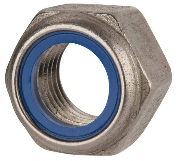 Value Collection - M22x2.50 Metric Coarse 316 & Austenitic Grade A4 Hex Lock Nut with Nylon Insert - 22mm High, Uncoated - Top Tool & Supply