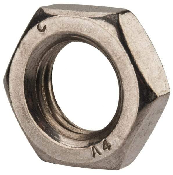 Value Collection - M16x2.00 Metric Coarse Stainless Steel Right Hand Hex Jam Nut - 24mm Across Flats, 8mm High, Uncoated - Top Tool & Supply