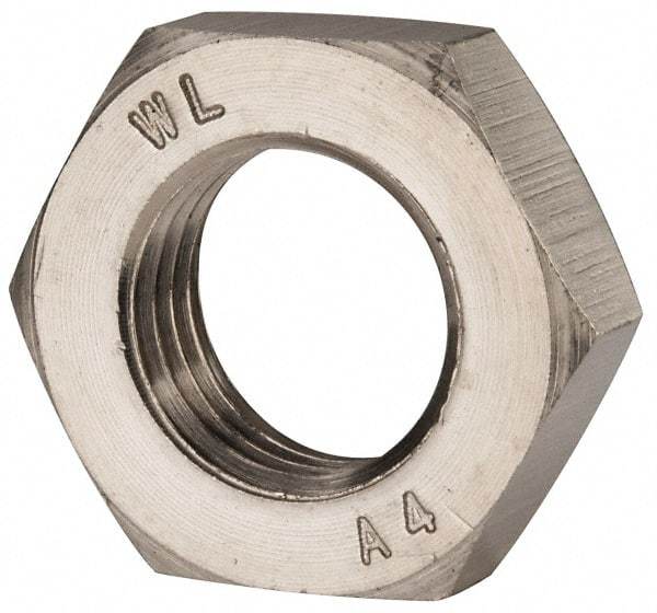 Value Collection - M27x3.00 Metric Coarse Stainless Steel Right Hand Hex Jam Nut - 41mm Across Flats, 13.5mm High, Uncoated - Top Tool & Supply