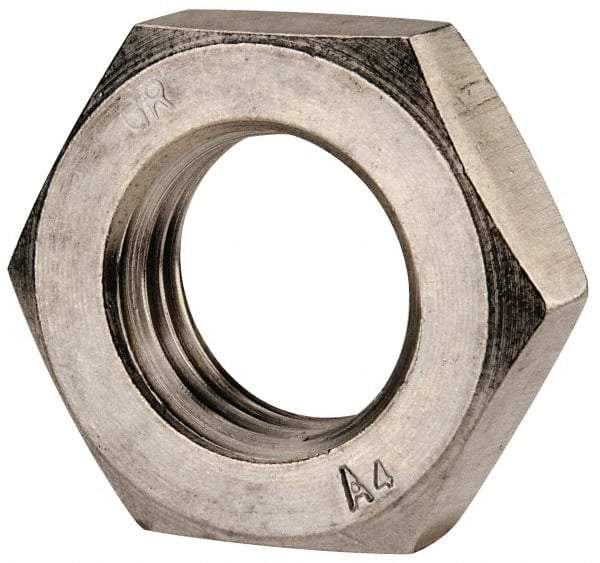 Value Collection - M30x3.50 Metric Coarse Stainless Steel Right Hand Hex Jam Nut - 46mm Across Flats, 15mm High, Uncoated - Top Tool & Supply