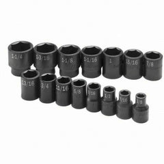 SK - 1/2" Drive Standard Impact Socket Set - 3/8 to 1-1/4", Inch Measurement Standard - Top Tool & Supply