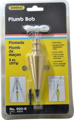 General - 4-1/2 Inch Long, 1-3/16 Inch Diameter Brass Plumb Bob - 8 Ounce, Has Replacable Tip - Top Tool & Supply