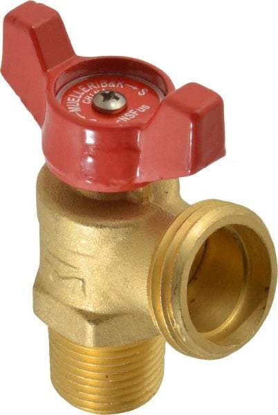 B&K Mueller - 1/2" Pipe, Brass, MNPT, SWT x GHT End Connection, Boiler Drain Valve - 125 psi WOG Rating, Wing Tee Handle - Top Tool & Supply