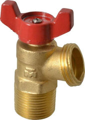 B&K Mueller - 1/2" Pipe, Brass, FNPT, MNPT x GHT End Connection, Boiler Drain Valve - 125 psi WOG Rating, Wing Tee Handle - Top Tool & Supply