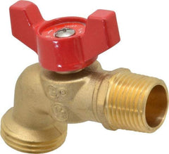 B&K Mueller - 1/2" Pipe, 125 psi WOG Rating, Brass Hose Bibb, Stop Valve - Wing Tee Handle, MNPT/SWT x GHT End Connections - Top Tool & Supply