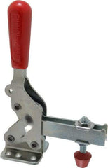 De-Sta-Co - 1,000 Lb Holding Capacity, Vertical Handle, Manual Hold Down Toggle Clamp - 64° Handle Movement, 76° Bar Opening, U-Bar, Flanged Base, Electro-Plated Zinc, Carbon Steel - Top Tool & Supply