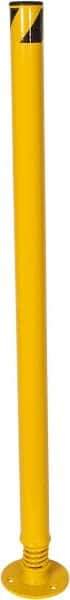 Vestil - 2-1/2" Diam x 42" High, Yellow Steel Spring Bollard - 6" Wide x 6" Long Mounting Plate, 19 Lb - Top Tool & Supply