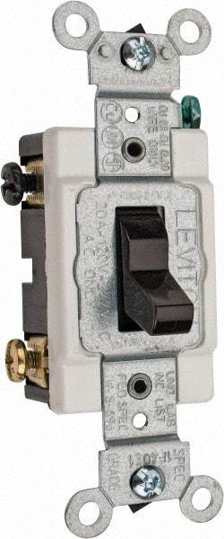 Leviton - 3 Pole, 120 to 277 VAC, 20 Amp, Commercial Grade, Toggle, Wall and Dimmer Light Switch - 1.31 Inch Wide x 4.06 Inch High - Top Tool & Supply