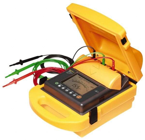 Fluke - Digital LCD Display, 2,000,000 Megohm Electrical Insulation Resistance Tester & Megohmmeter - 5,000 VDC Max Test Voltage, Powered by 12V Lead-Acid Battery - Top Tool & Supply